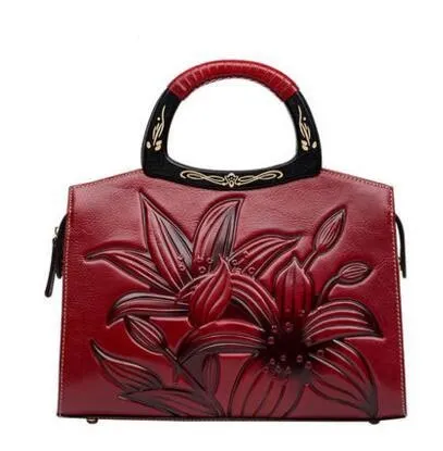 2019 New Women Bag Genuine Leather Brands Quality Cowhide Fashion Luxury Ethnic Style Artistic