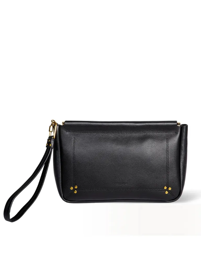 Clap L Clutch in Noir/Brass