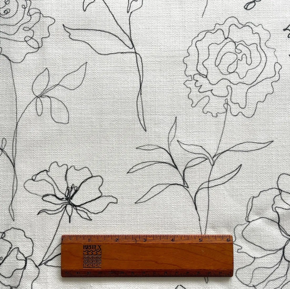 Delicately Sketched Blooms Cotton Canvas (Made in India)