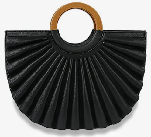 Fan Top Handle Bag in Black