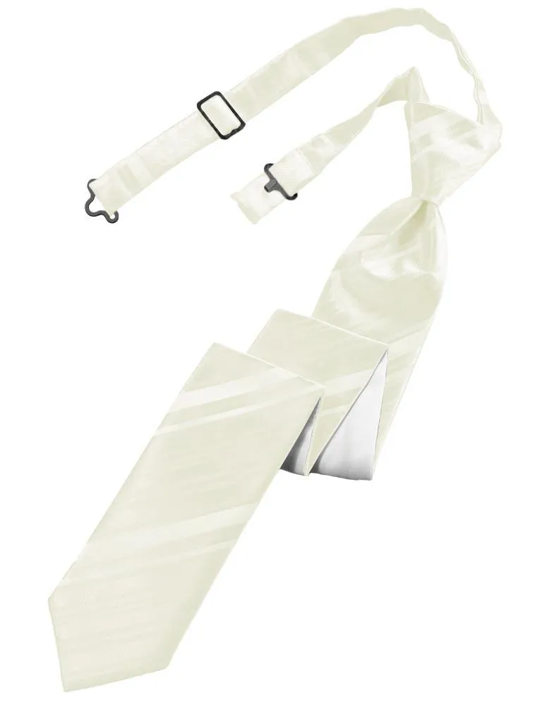 Ivory Striped Satin Skinny Necktie
