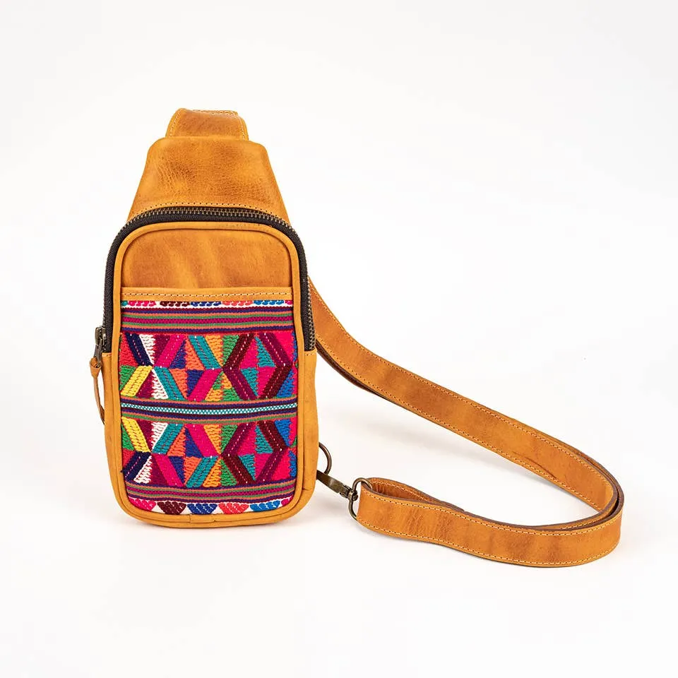 Leather & Huipile Sling Bag