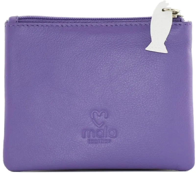 Mala Leather Midnight Cats Coin Purse Purple