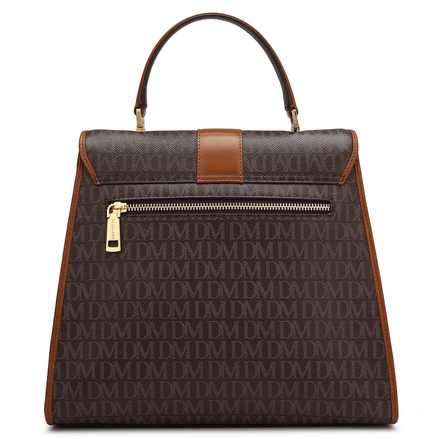 Medium Monogram Leather Satchel - Chocolate