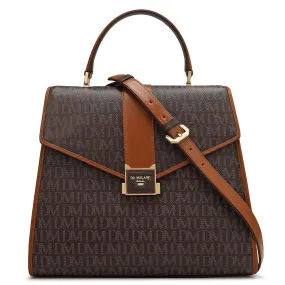 Medium Monogram Leather Satchel - Chocolate