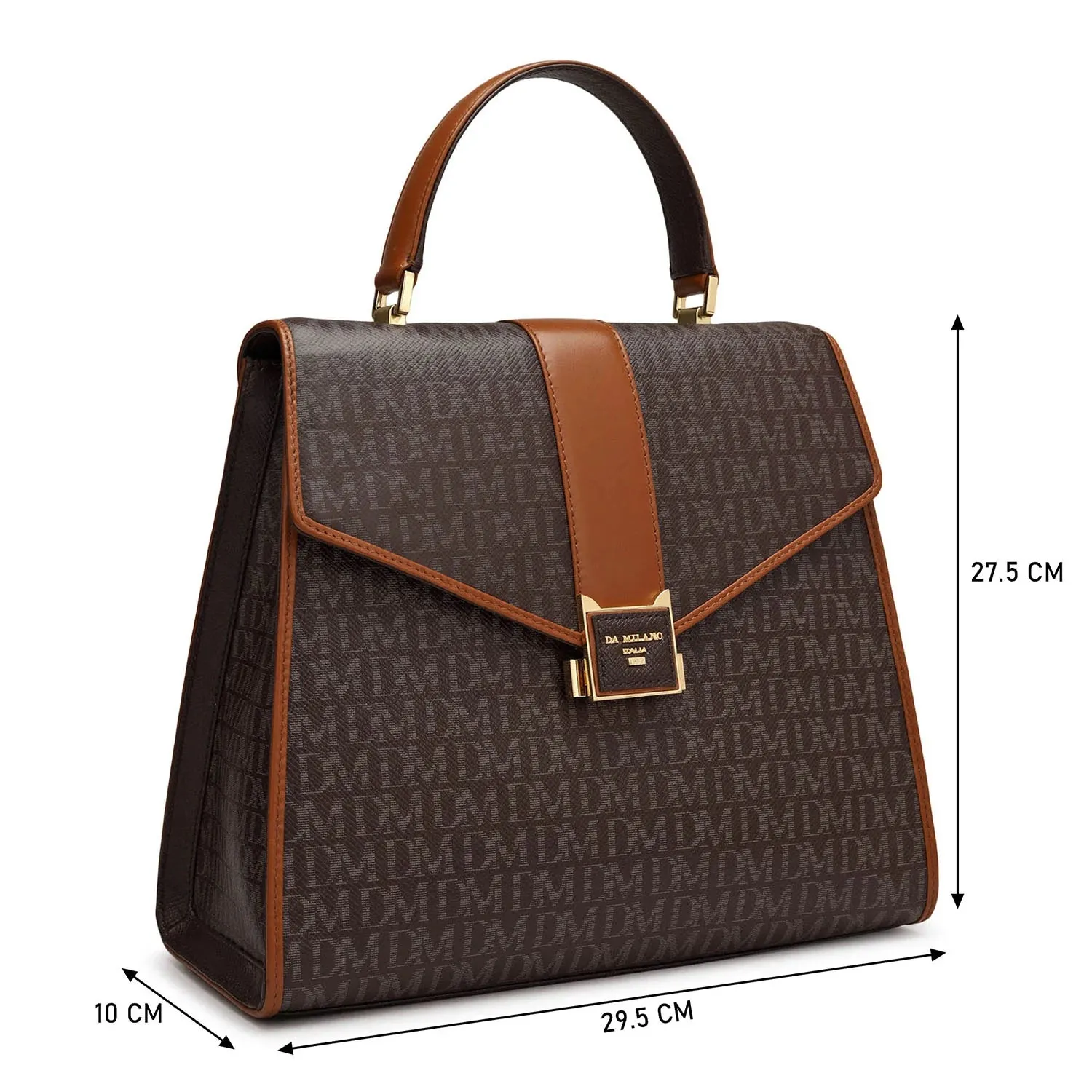 Medium Monogram Leather Satchel - Chocolate