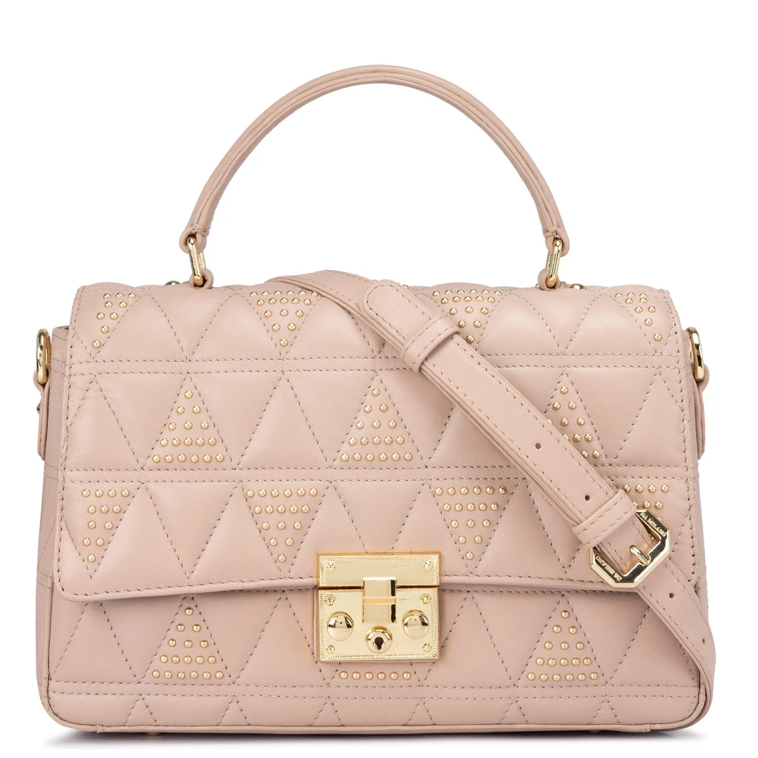 Medium Quilting Leather Satchel - Beige