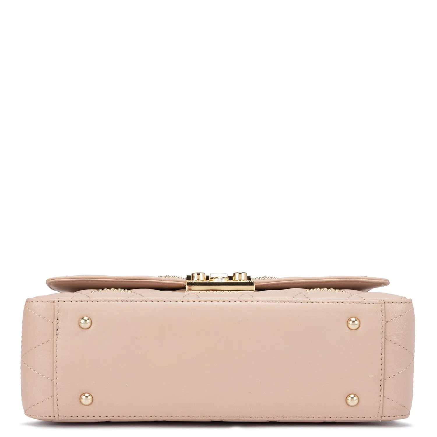 Medium Quilting Leather Satchel - Beige