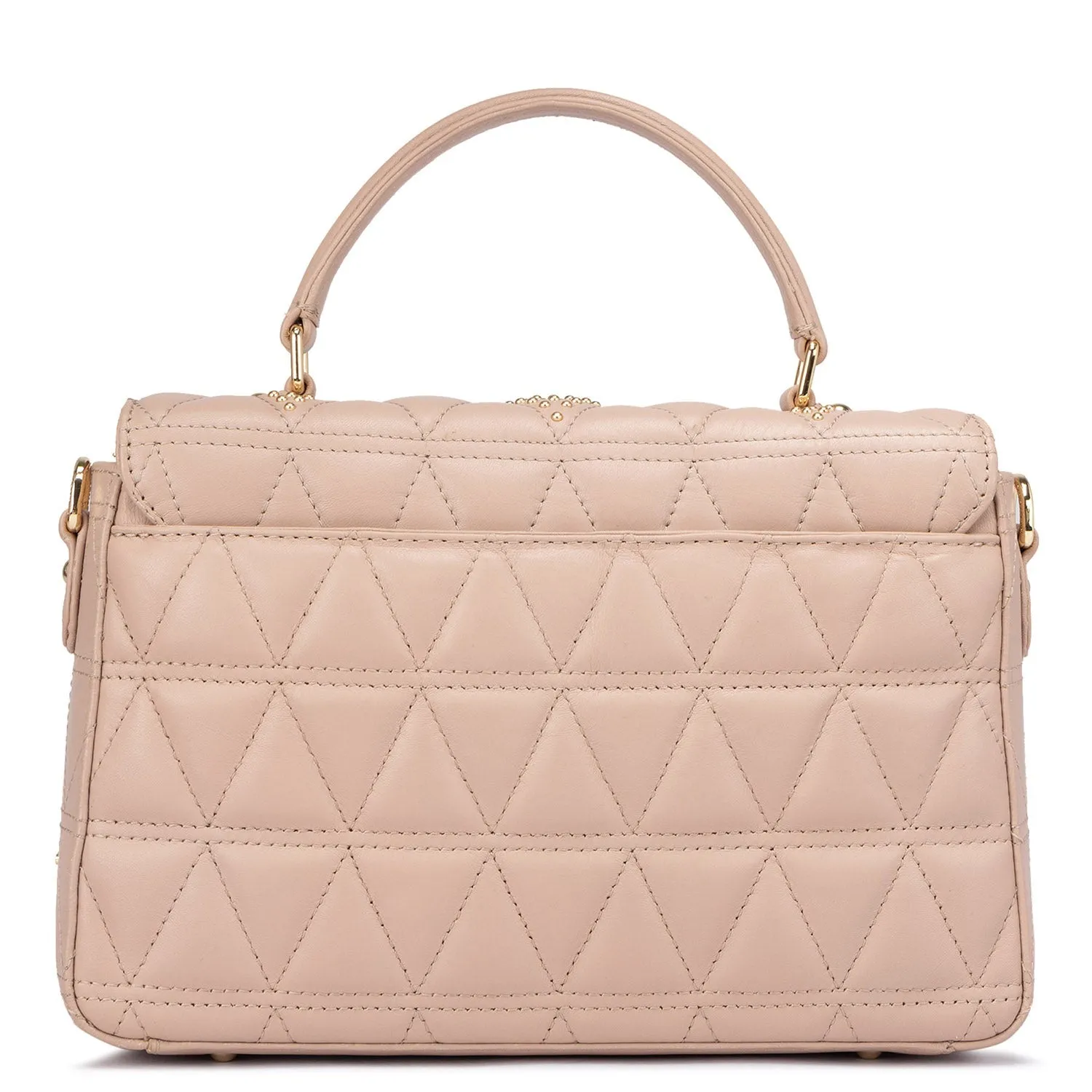 Medium Quilting Leather Satchel - Beige