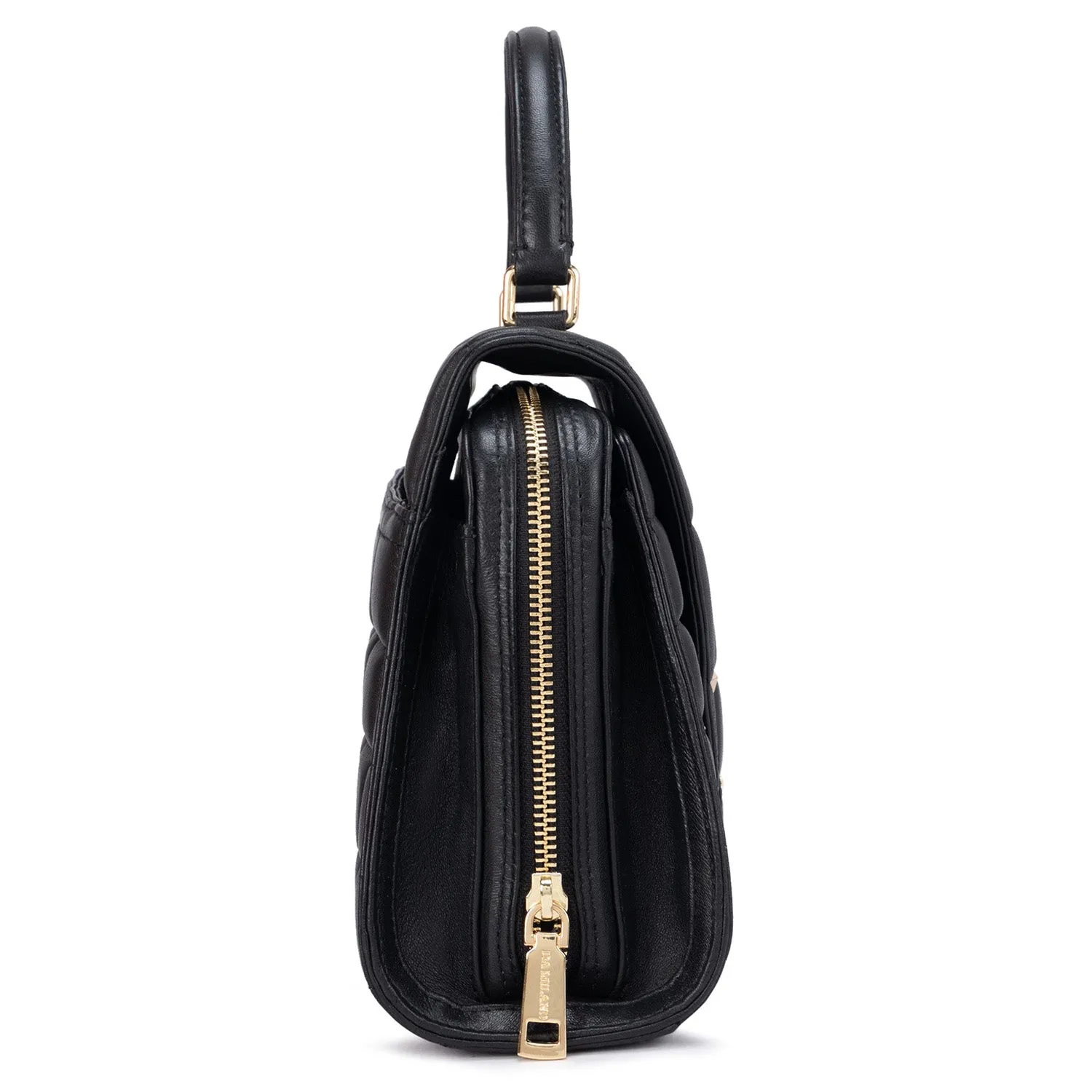 Medium Quilting Leather Satchel  - Black