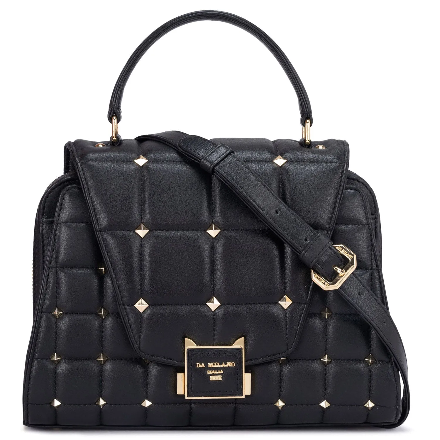 Medium Quilting Leather Satchel  - Black