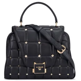 Medium Quilting Leather Satchel  - Black