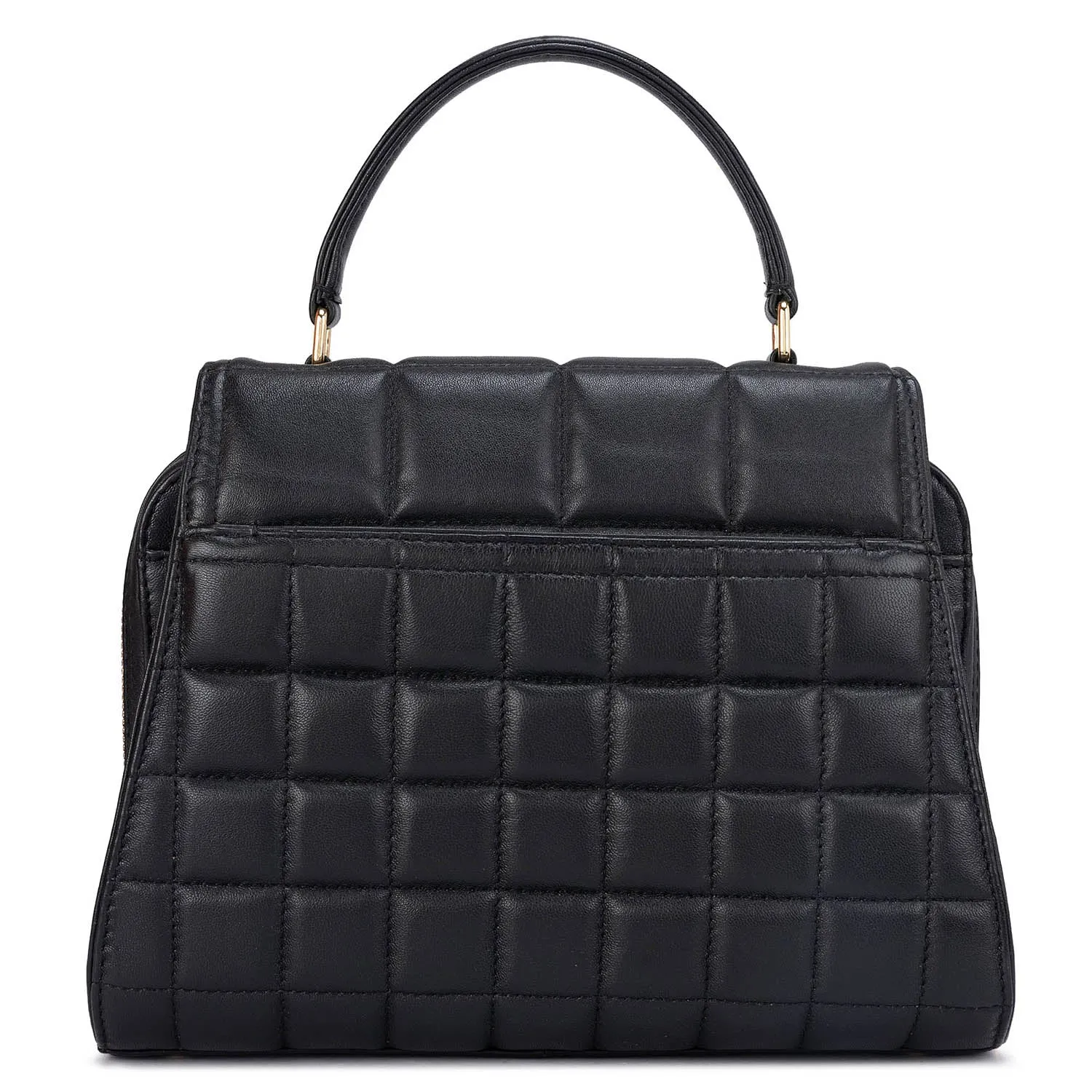 Medium Quilting Leather Satchel  - Black
