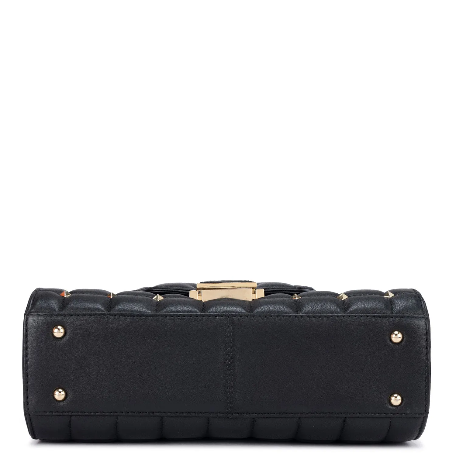 Medium Quilting Leather Satchel  - Black