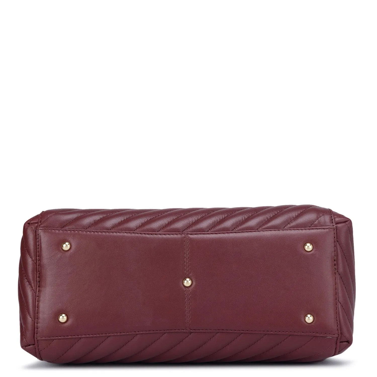 Medium Quilting Leather Satchel- Blood Stone