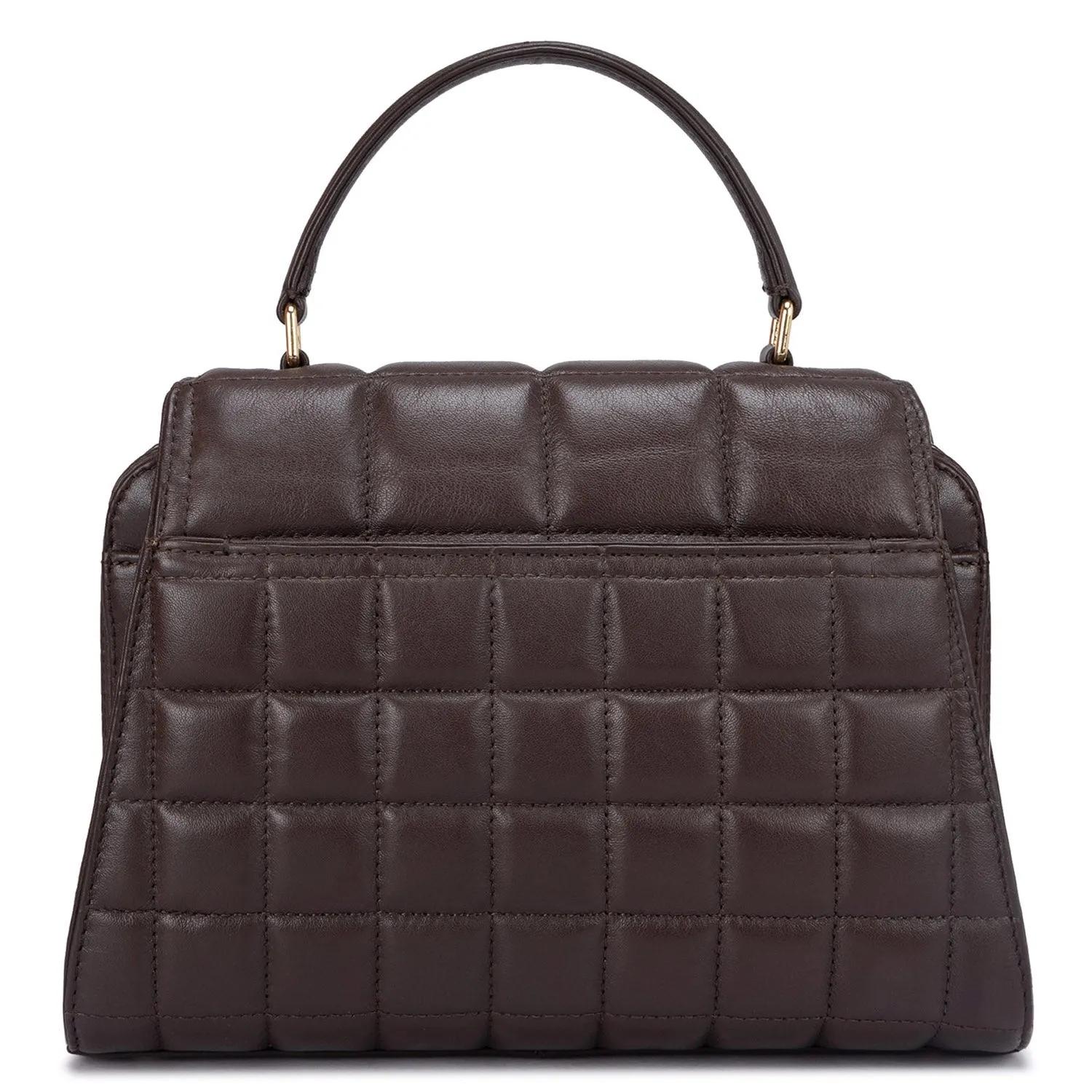 Medium Quilting Leather Satchel  - Chocolate