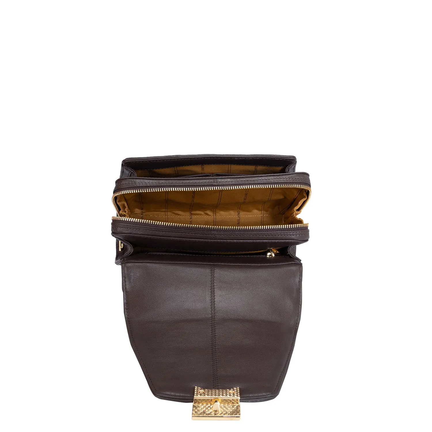 Medium Quilting Leather Satchel  - Chocolate