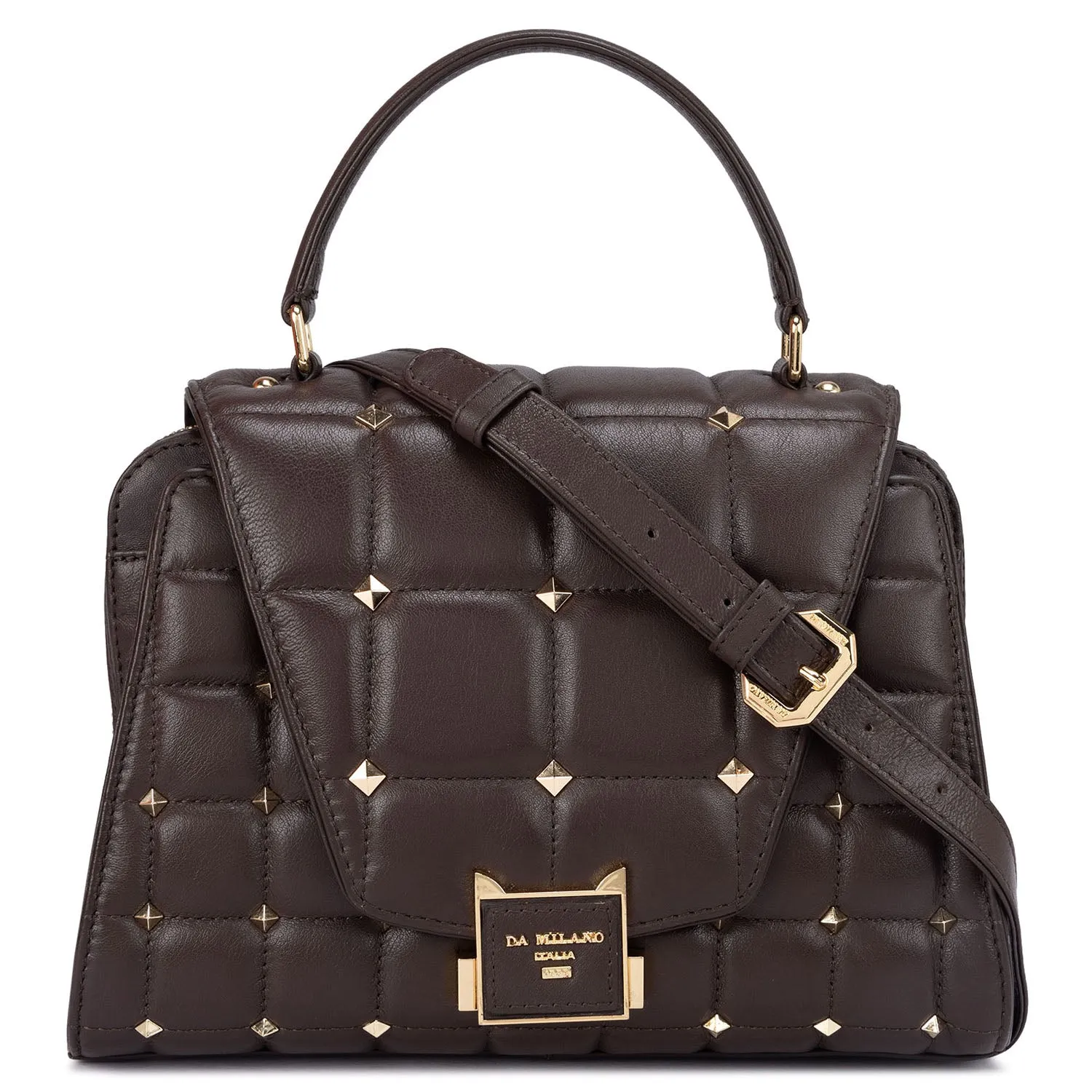 Medium Quilting Leather Satchel  - Chocolate