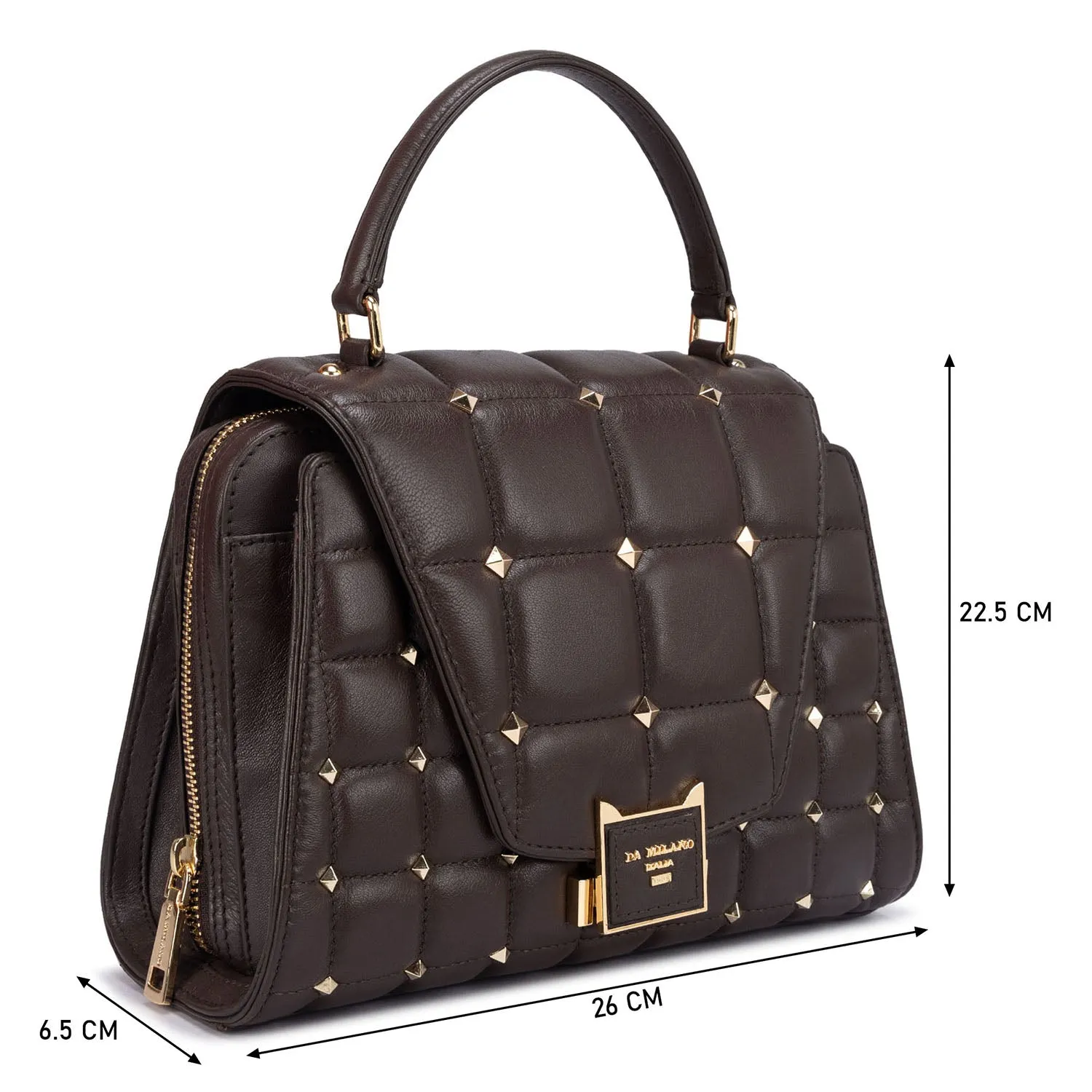 Medium Quilting Leather Satchel  - Chocolate