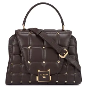 Medium Quilting Leather Satchel  - Chocolate