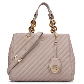 Medium Quilting Leather Satchel - Taupe