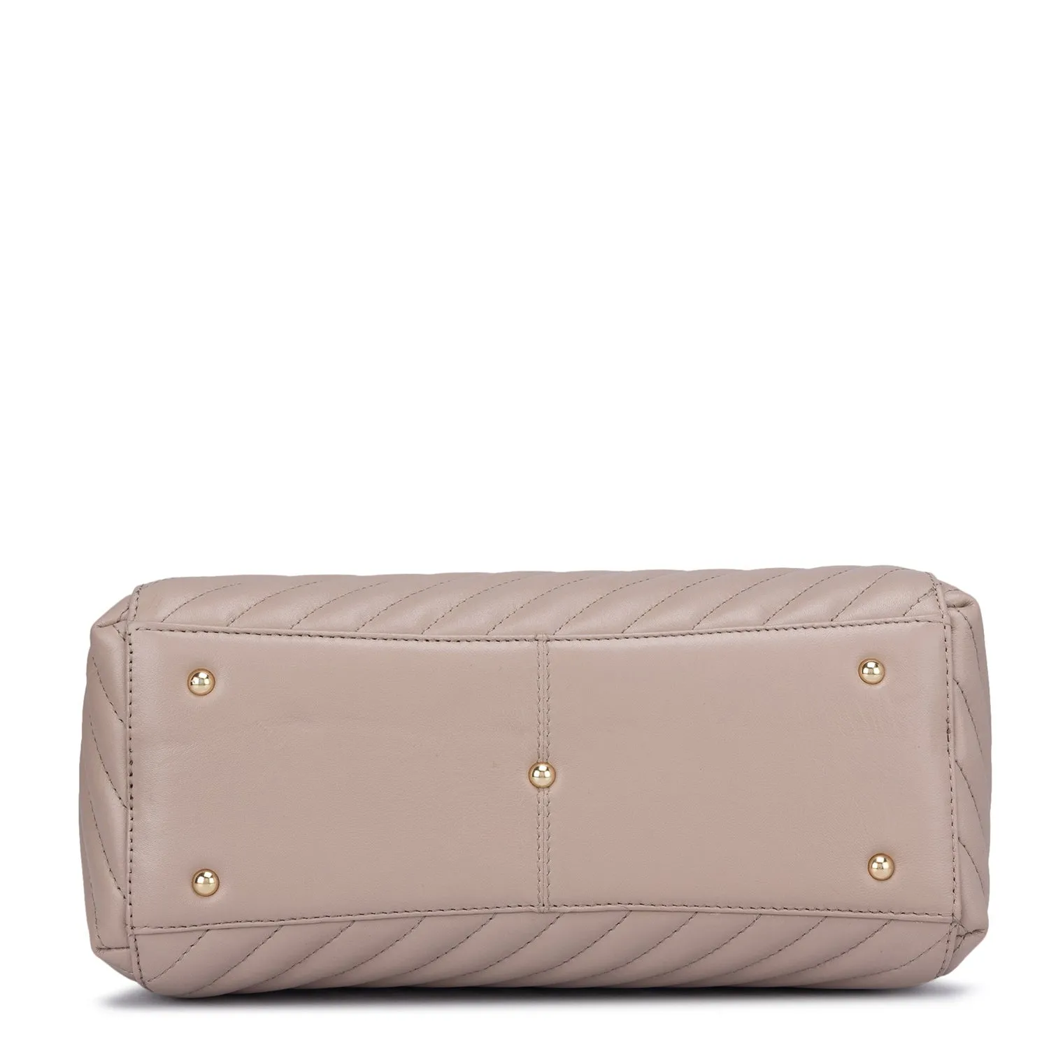 Medium Quilting Leather Satchel - Taupe