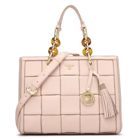 Medium Wax Leather Satchel - Baby Pink