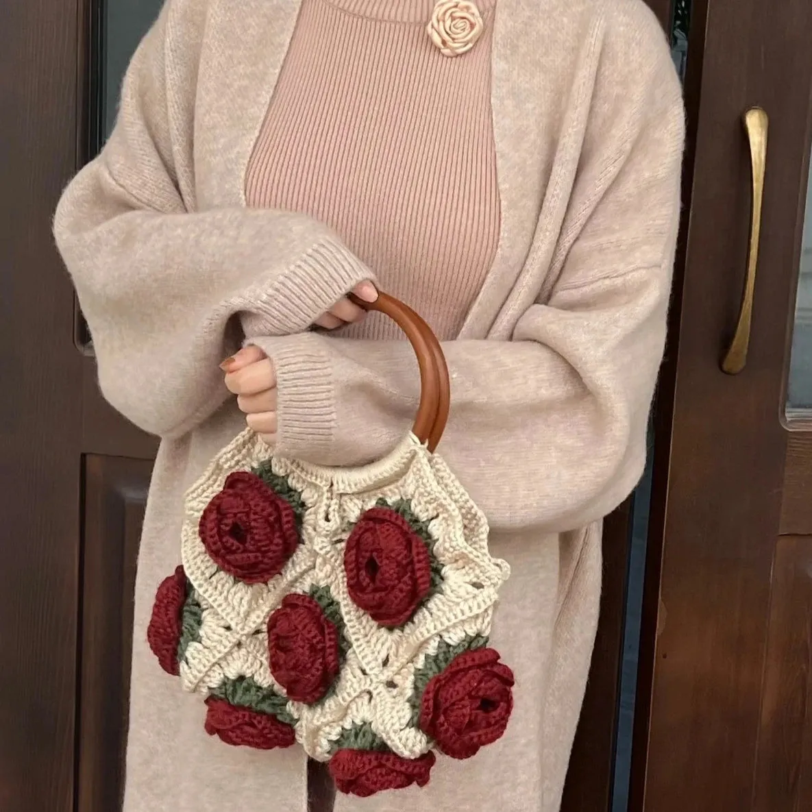 Olimpia Flower Crochet Retro Tote Bag