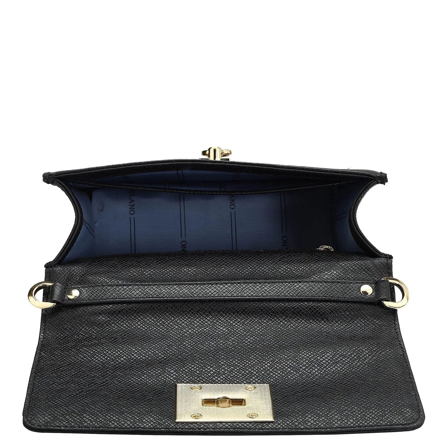 Small Croco Franzy Leather Satchel - Black