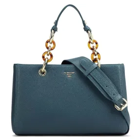 Small Franzy Leather Satchel - Octane