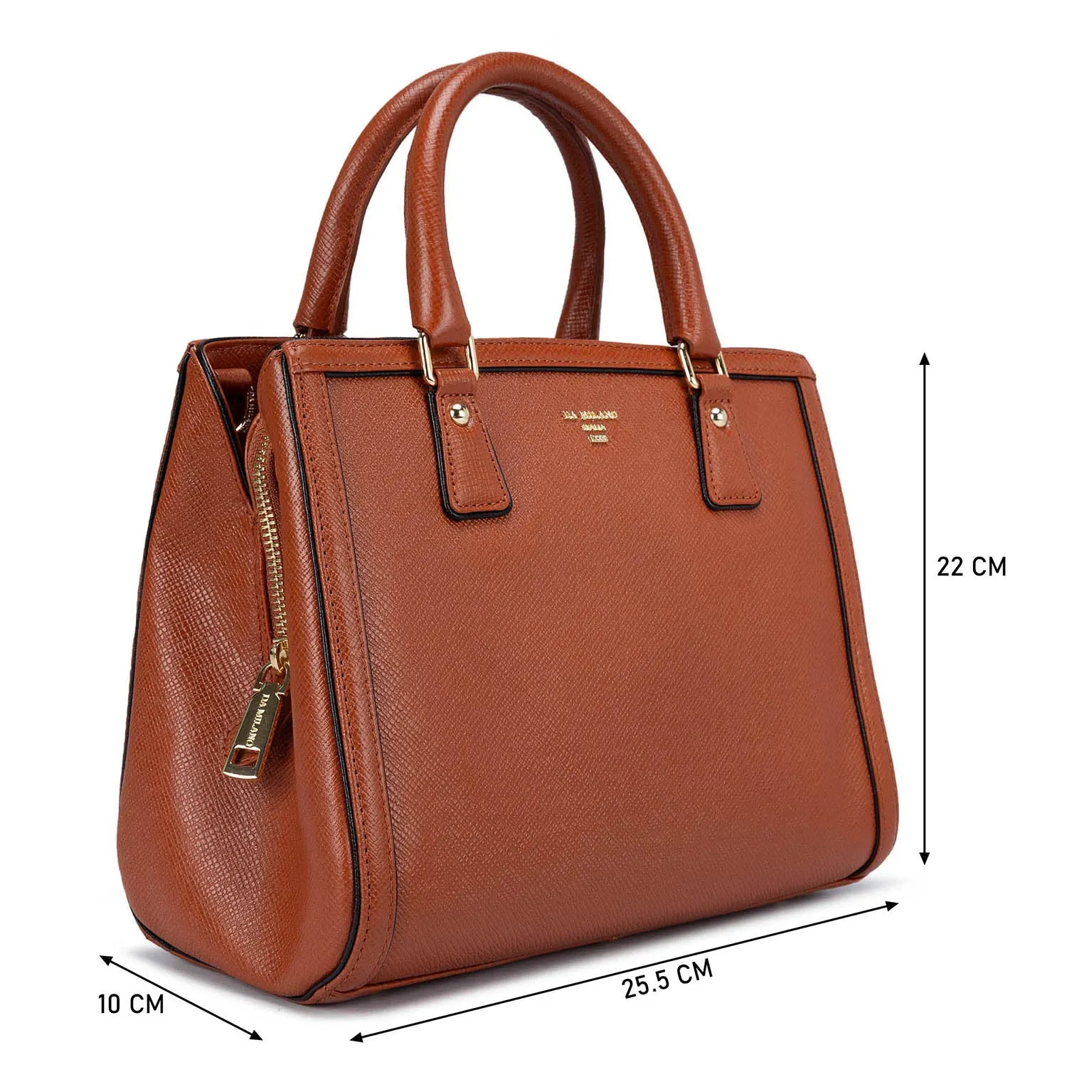 Small Franzy Leather Satchel  - Rust
