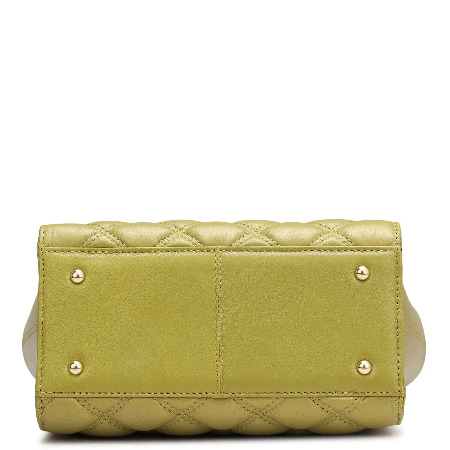 Small Quilting Leather Satchel - Olive