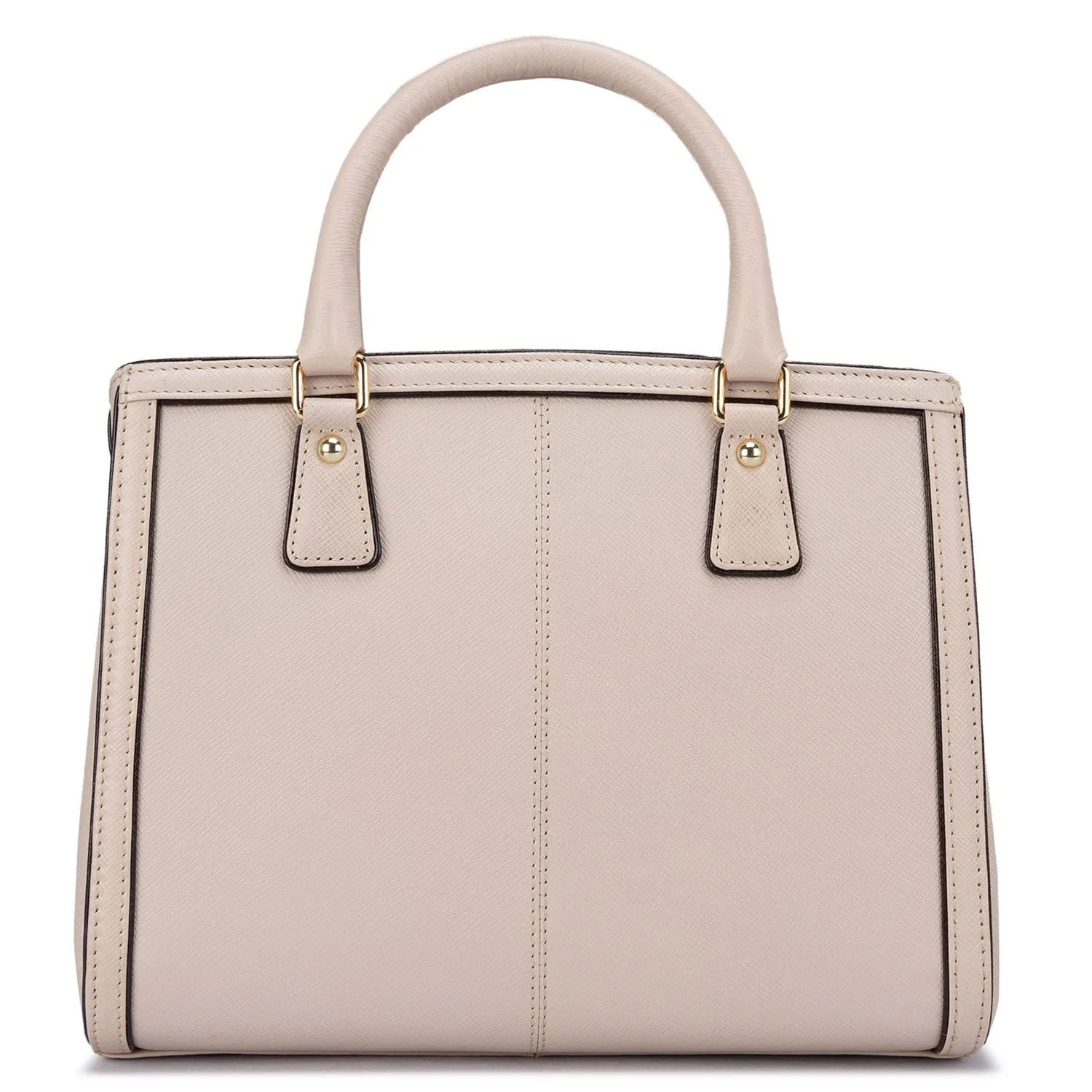 Small Saffiano Leather Satchel - Off White