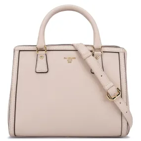 Small Saffiano Leather Satchel - Off White