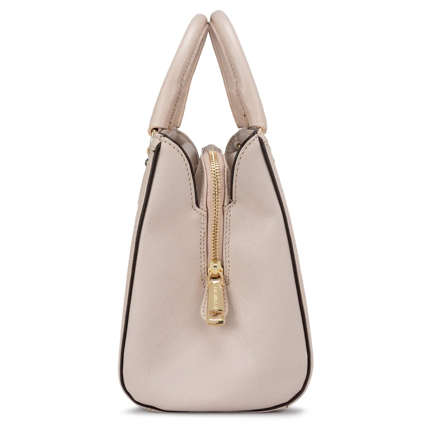 Small Saffiano Leather Satchel - Off White