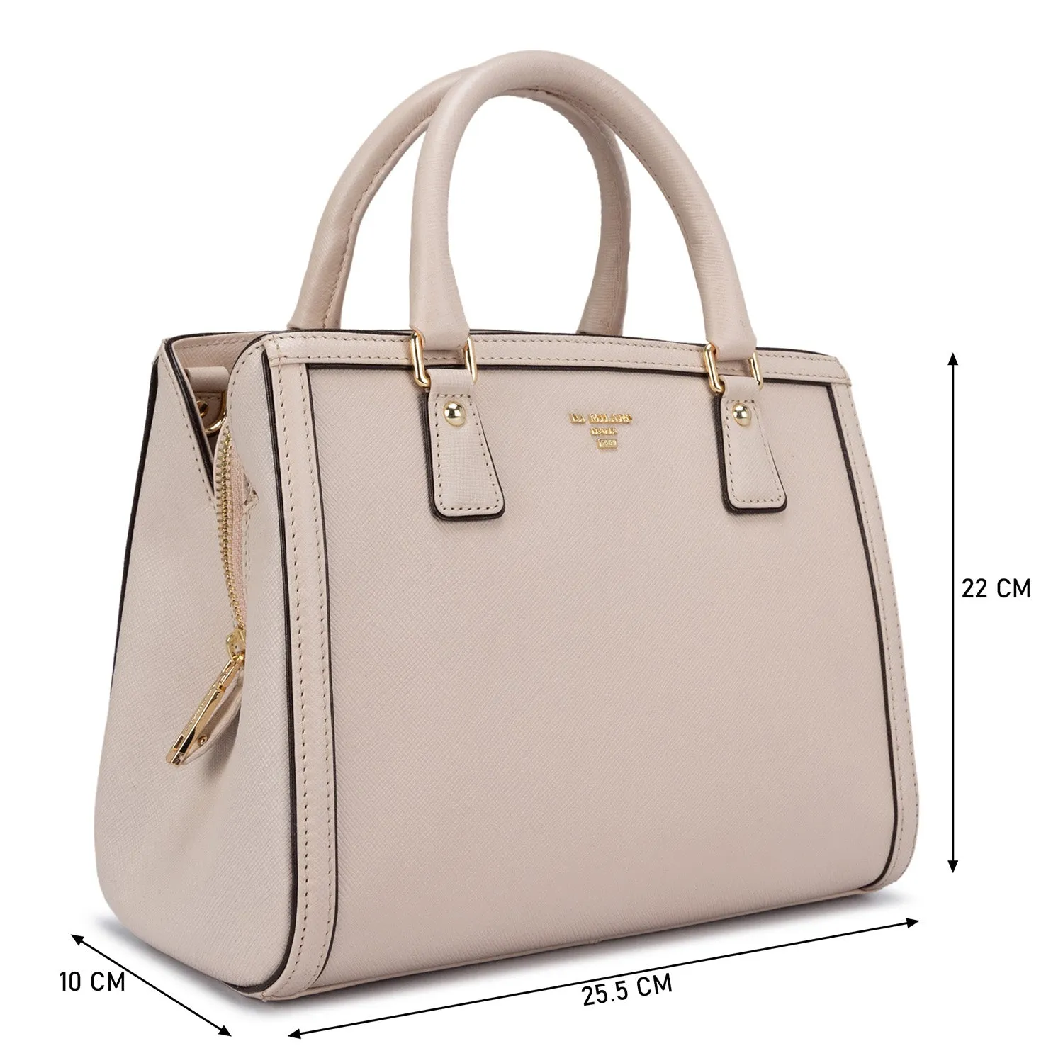 Small Saffiano Leather Satchel - Off White