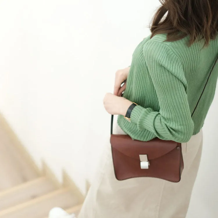 Small Women's Vintage Leather Crossbody Satchel Purse Shoulder Bag For Women