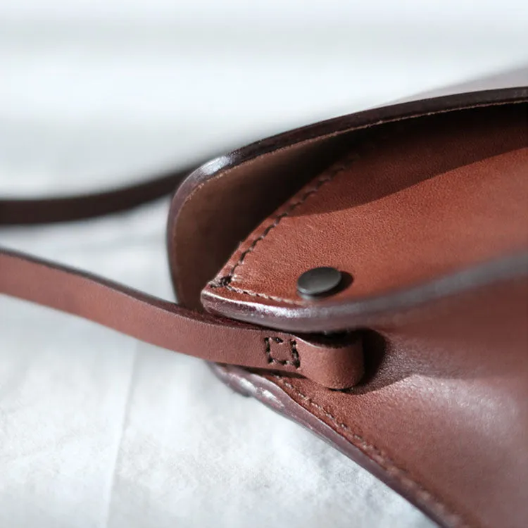 Small Women's Vintage Leather Crossbody Satchel Purse Shoulder Bag For Women