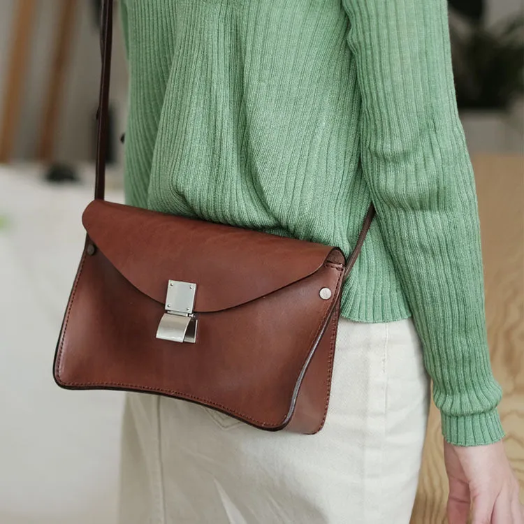 Small Women's Vintage Leather Crossbody Satchel Purse Shoulder Bag For Women