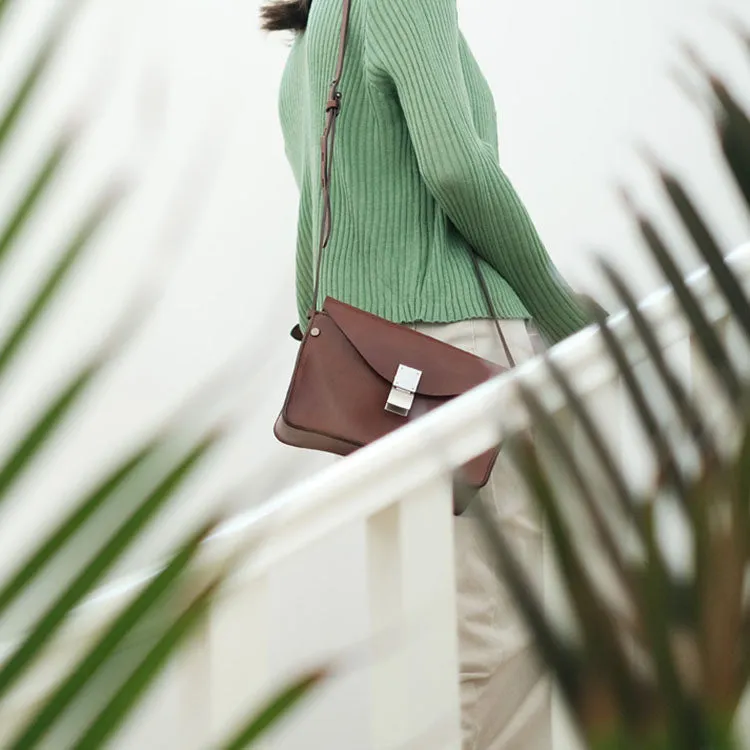 Small Women's Vintage Leather Crossbody Satchel Purse Shoulder Bag For Women