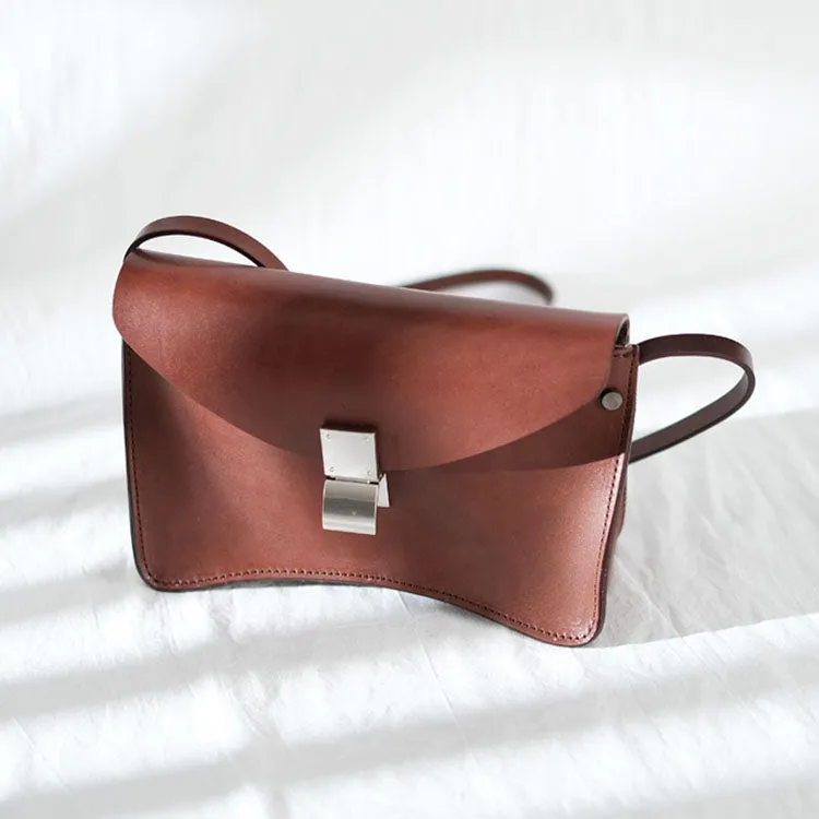 Small Women's Vintage Leather Crossbody Satchel Purse Shoulder Bag For Women