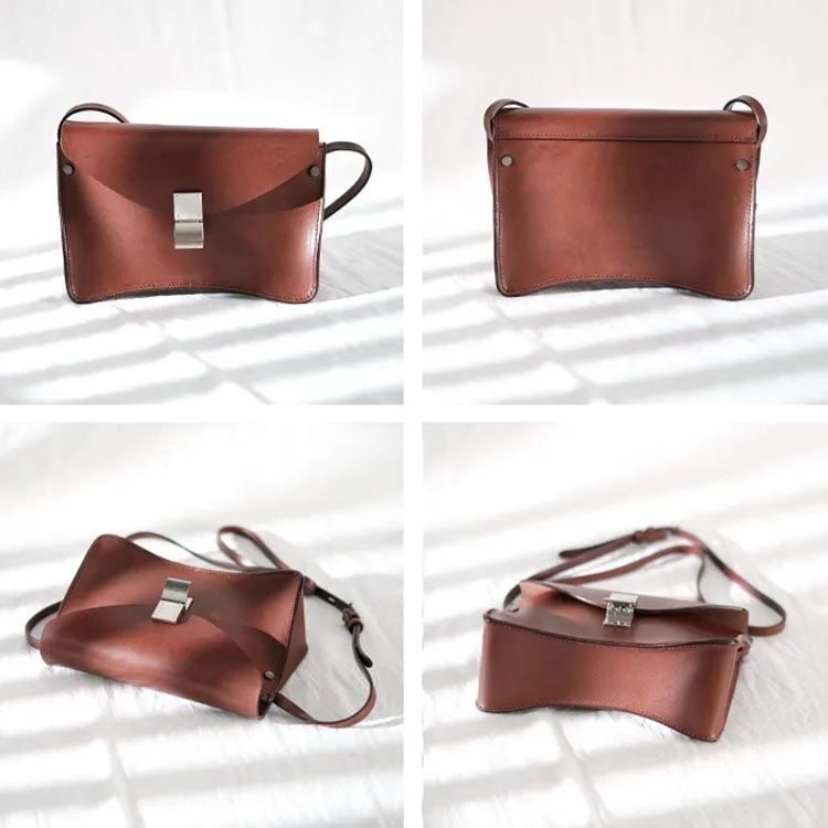 Small Women's Vintage Leather Crossbody Satchel Purse Shoulder Bag For Women