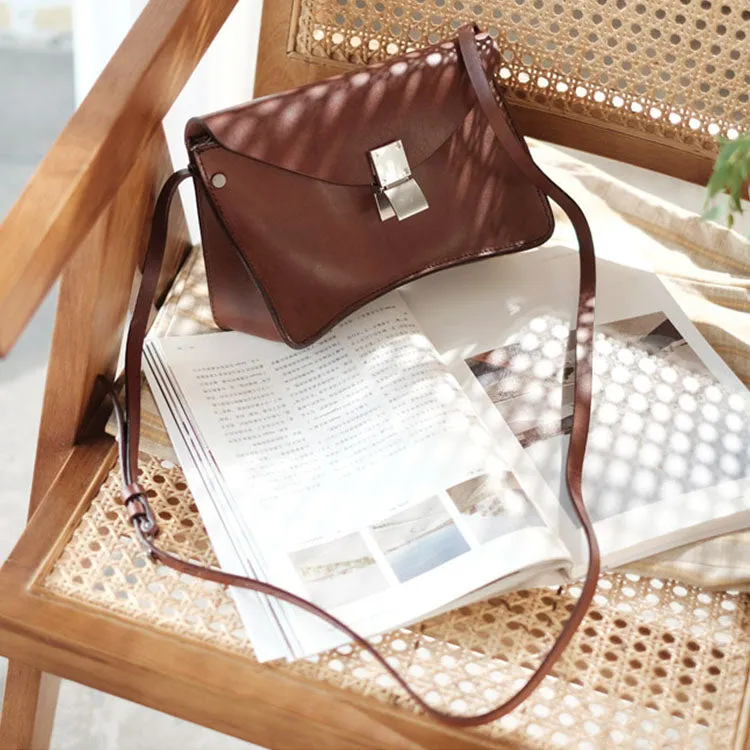 Small Women's Vintage Leather Crossbody Satchel Purse Shoulder Bag For Women
