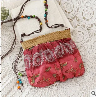 Summer Straw Bags For Women Mini Boho Bag Bohemian Floral Printing Strap Bag Ladies Handbags