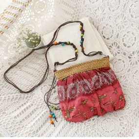 Summer Straw Bags For Women Mini Boho Bag Bohemian Floral Printing Strap Bag Ladies Handbags