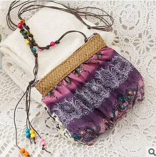 Summer Straw Bags For Women Mini Boho Bag Bohemian Floral Printing Strap Bag Ladies Handbags