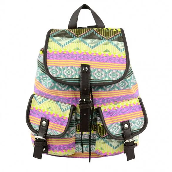 Vintage Floral Ladies Canvas Bag School Bag Backpack