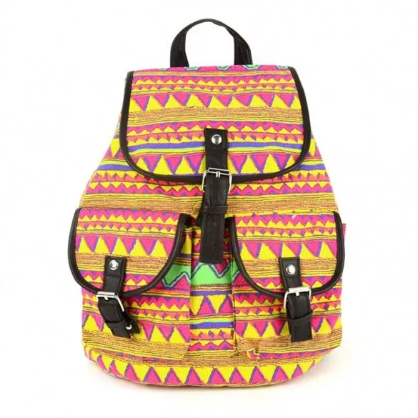 Vintage Floral Ladies Canvas Bag School Bag Backpack