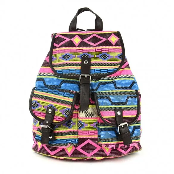 Vintage Floral Ladies Canvas Bag School Bag Backpack