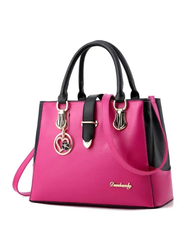 Women's Color Block Heart-shaped Letter Floral PU Leather Handbags